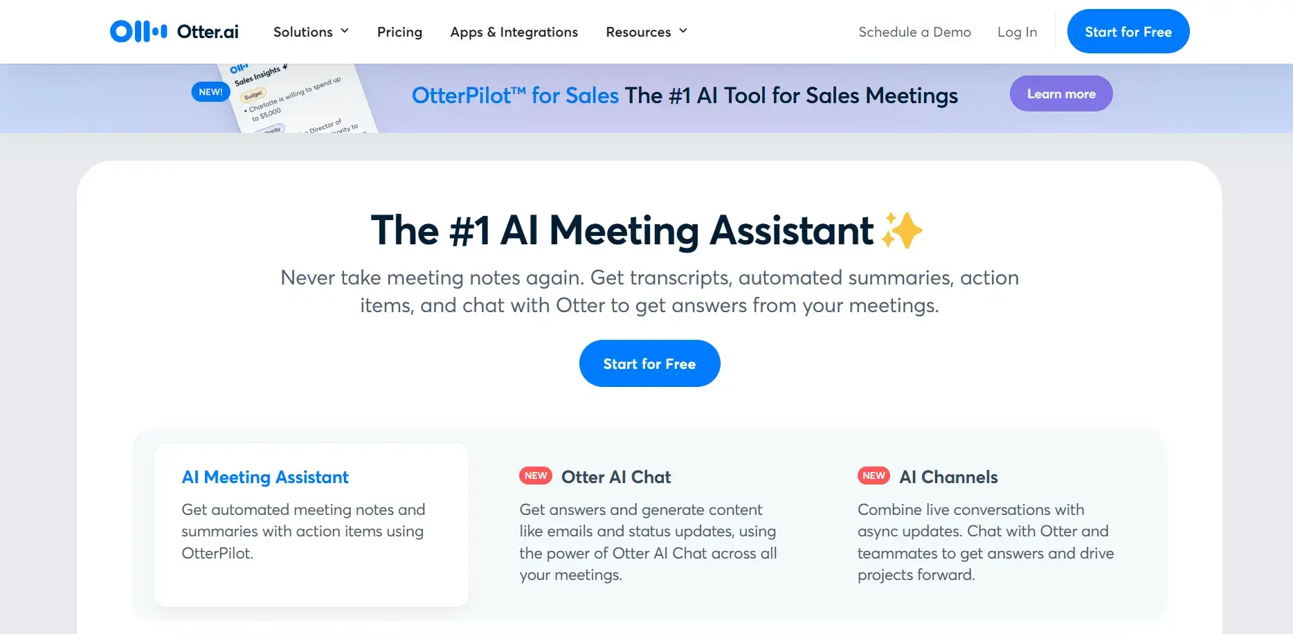 Otter AI is a good Fathom AI alternative for Microsoft Teams, Google Meet, and Zoom calls