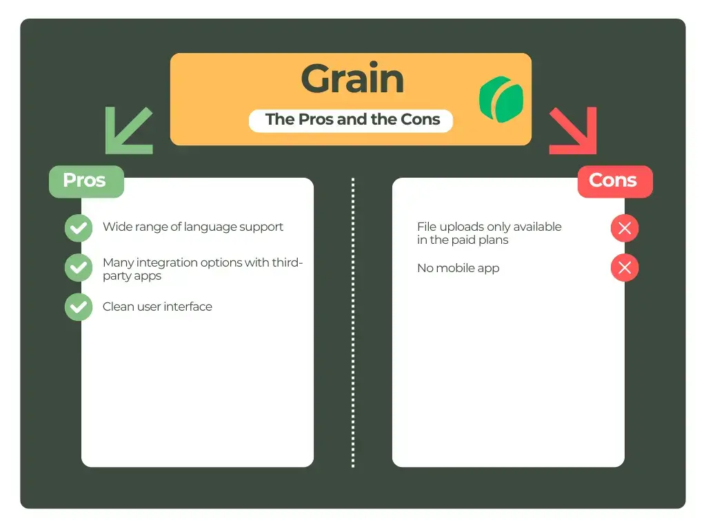 Grain's pros and cons