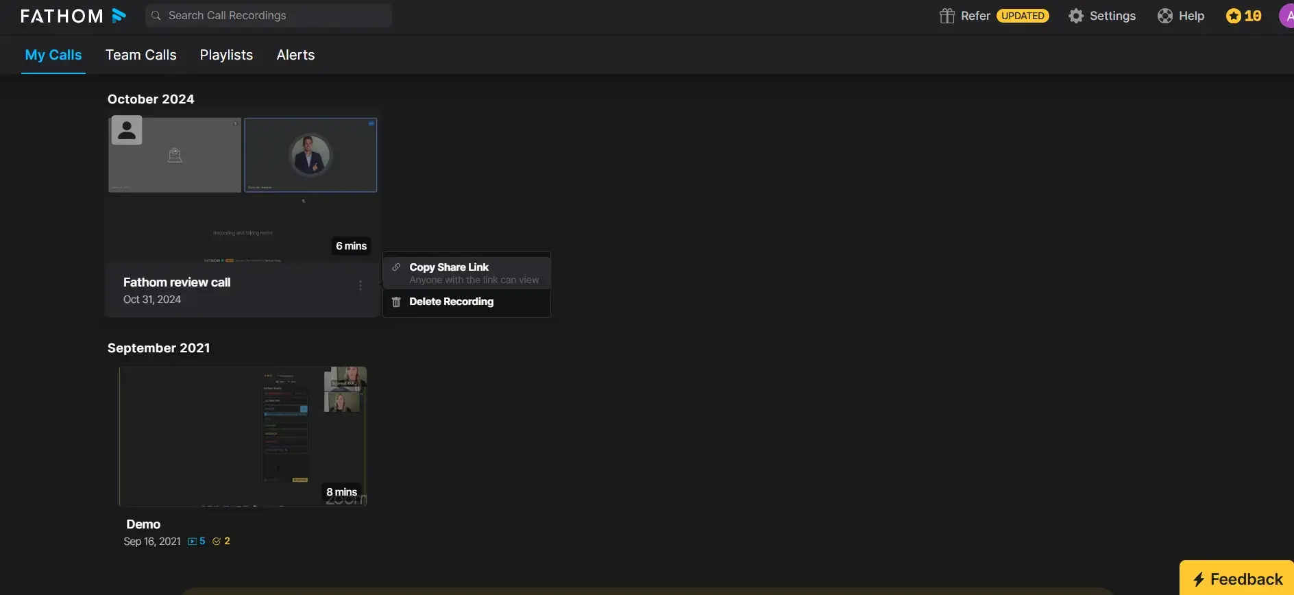 Fathom’s user interface