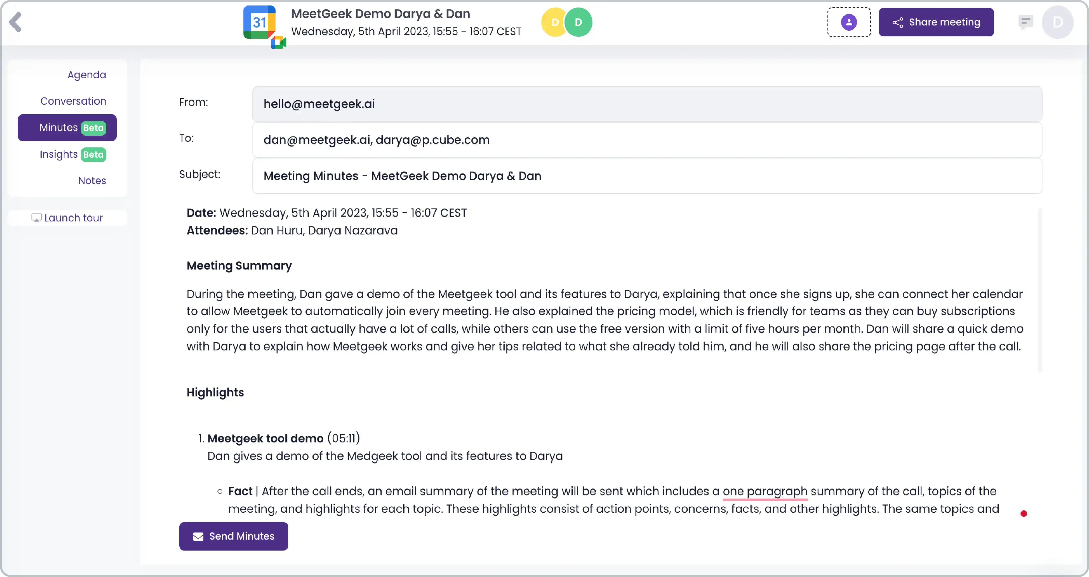 meeting summary template