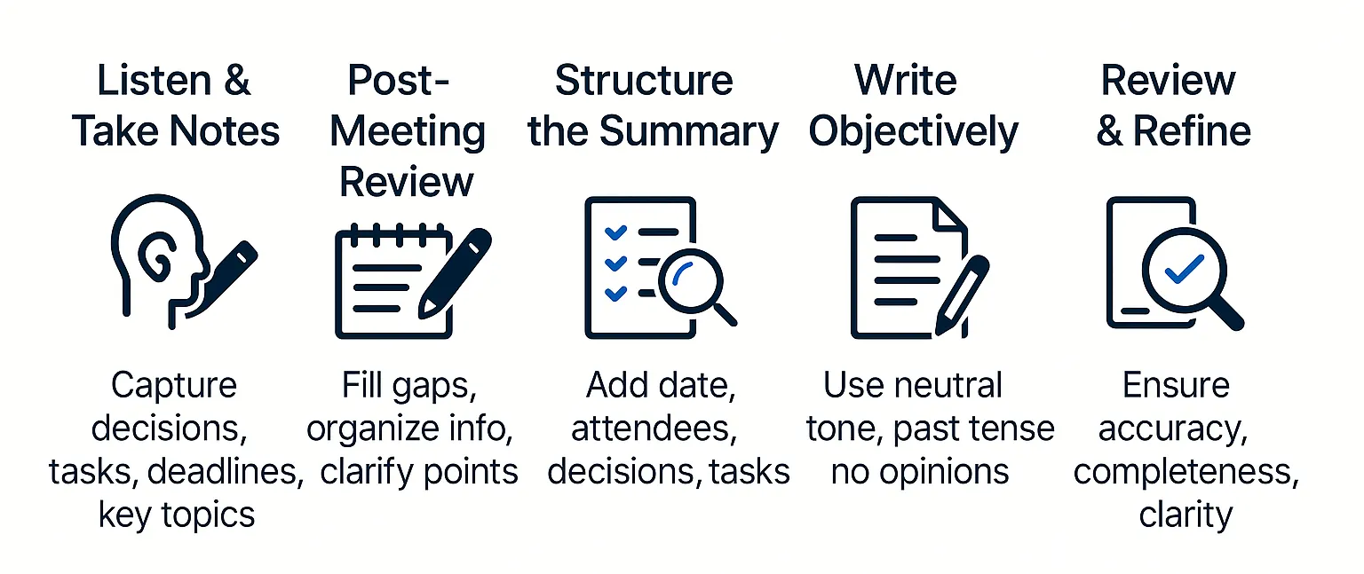 how to write an objective summary steps