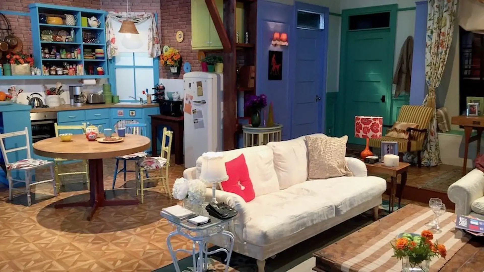 Friends Monica's apartment living room Zoom background