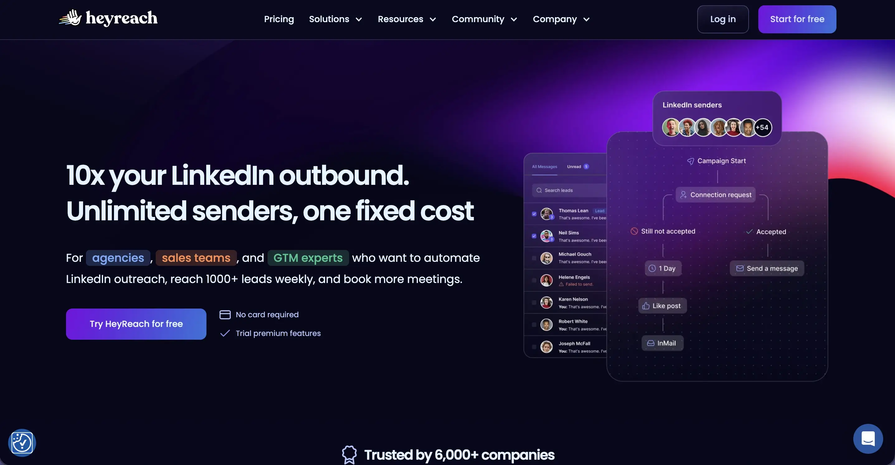 HeyReach landing page