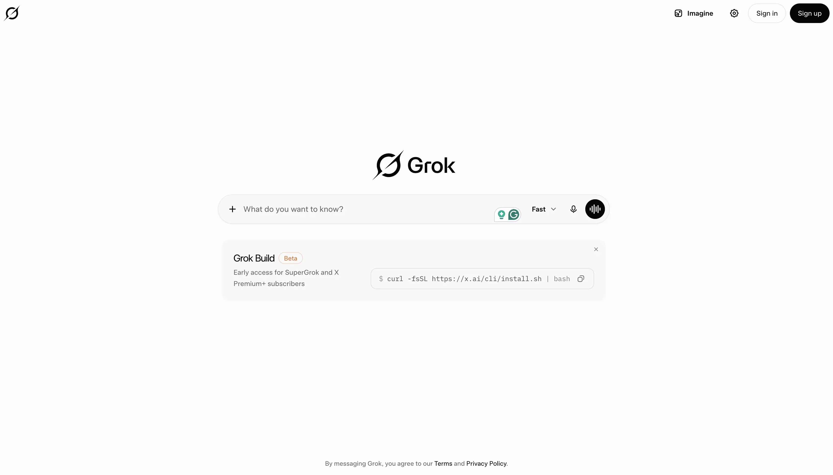 Grok chat page