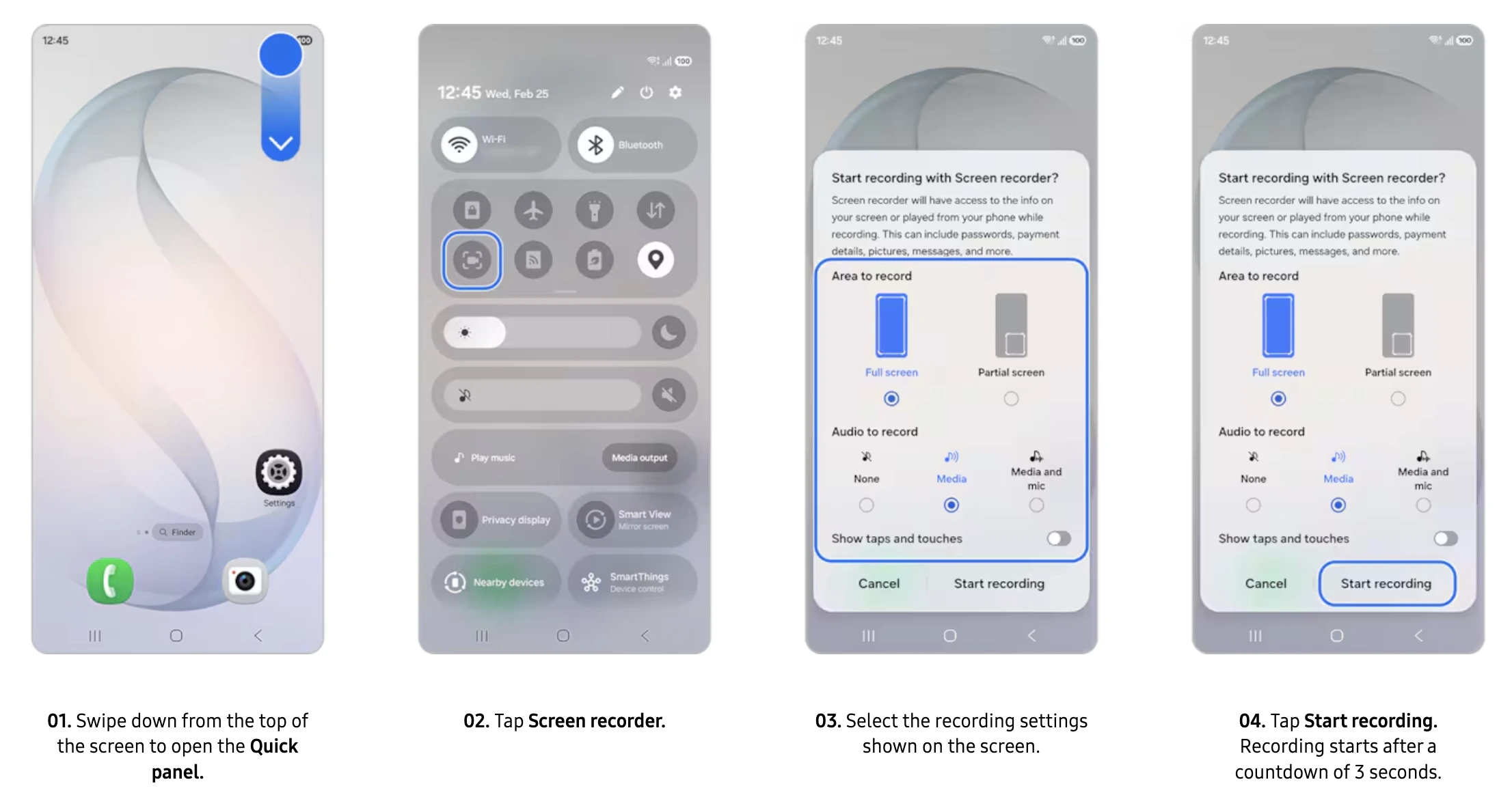 Samsung Galaxy screen recording step by step