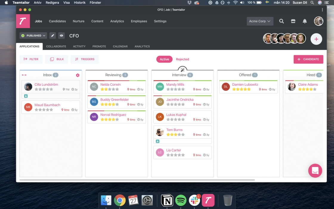 Teamtailor applications board