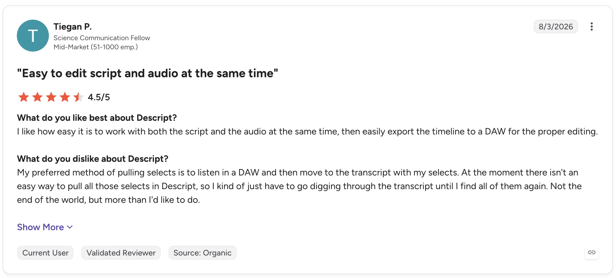Descript G2 review