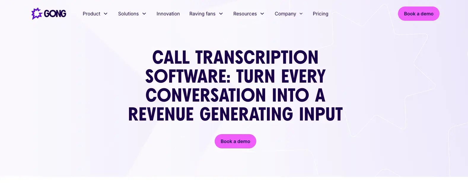 Startseite von Gong mit der Revenue-Intelligence-Plattform