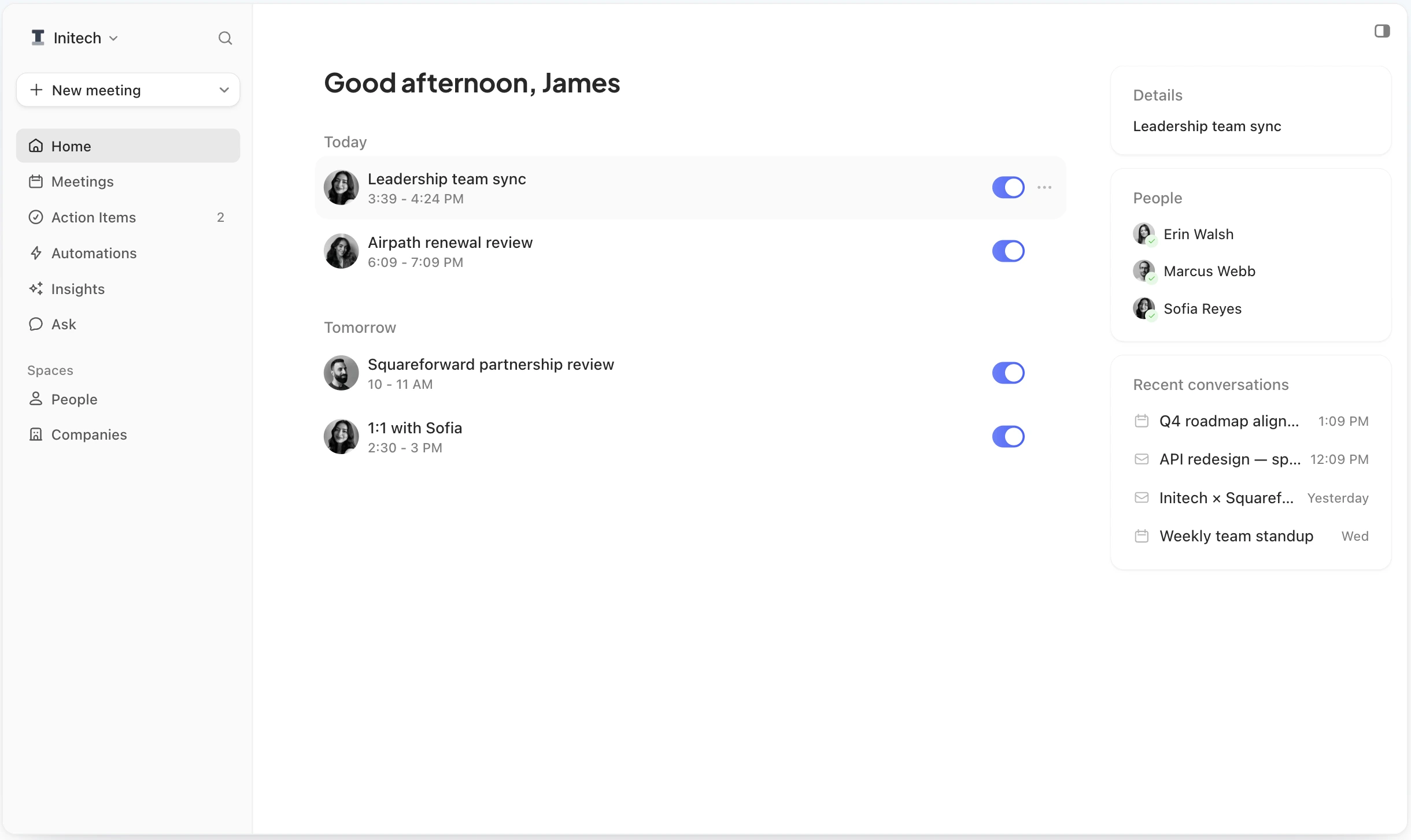Circleback interface