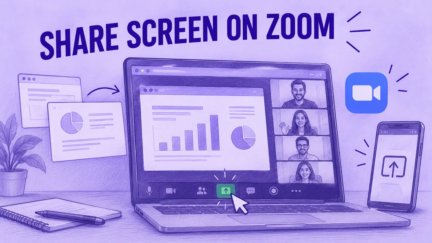 Cómo compartir pantalla en Zoom en una laptop y un teléfono