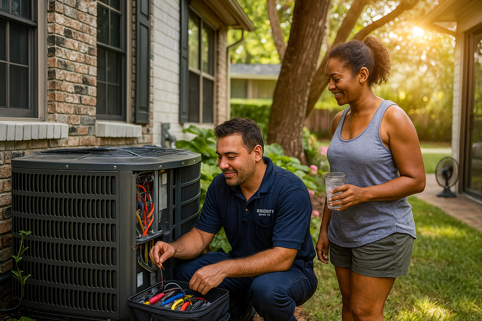 HVAC Technician explaining the cost of repairs to a customer.
