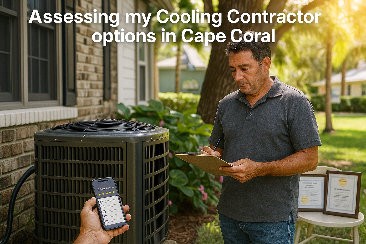 HVAC Technician explaining the cost of repairs to a customer.
