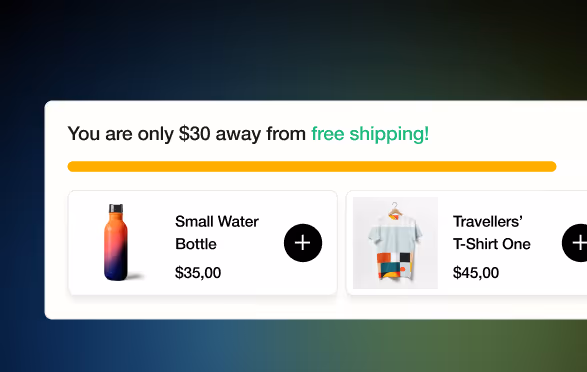 Shopyflow components for Cart & Product Page Upsell and Free Shipping Upsell.