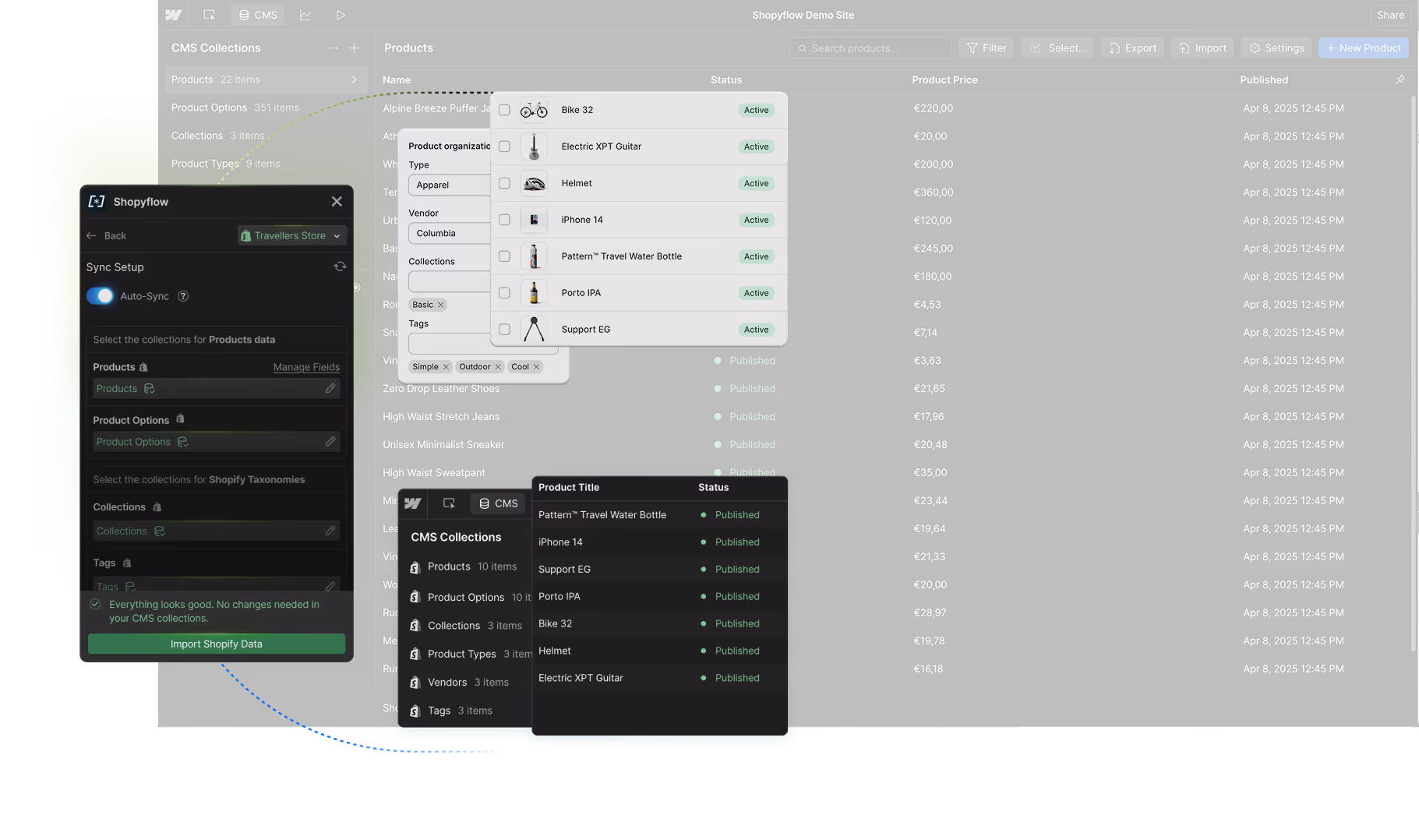 Sync screen inside Storesynk Webflow App