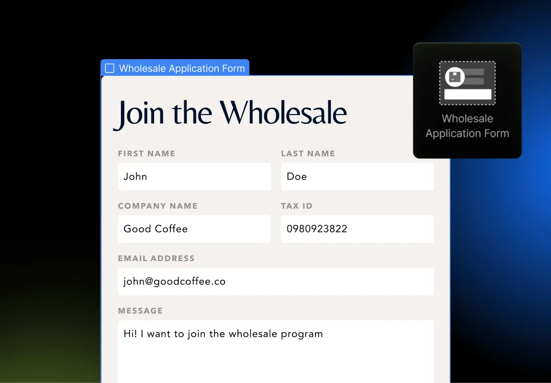 Wholesale Application form image