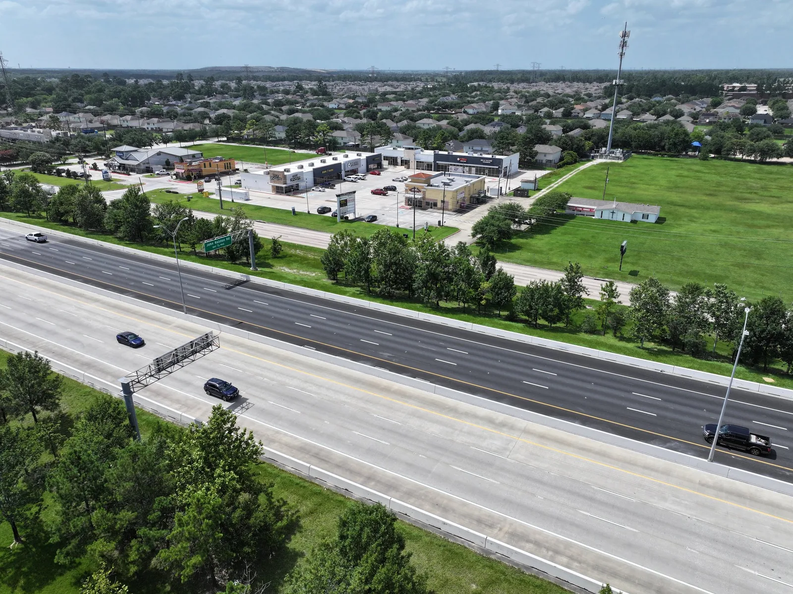 Aerial view of Summer Creek Plaza along Beltway 8 in Humble, Texas.