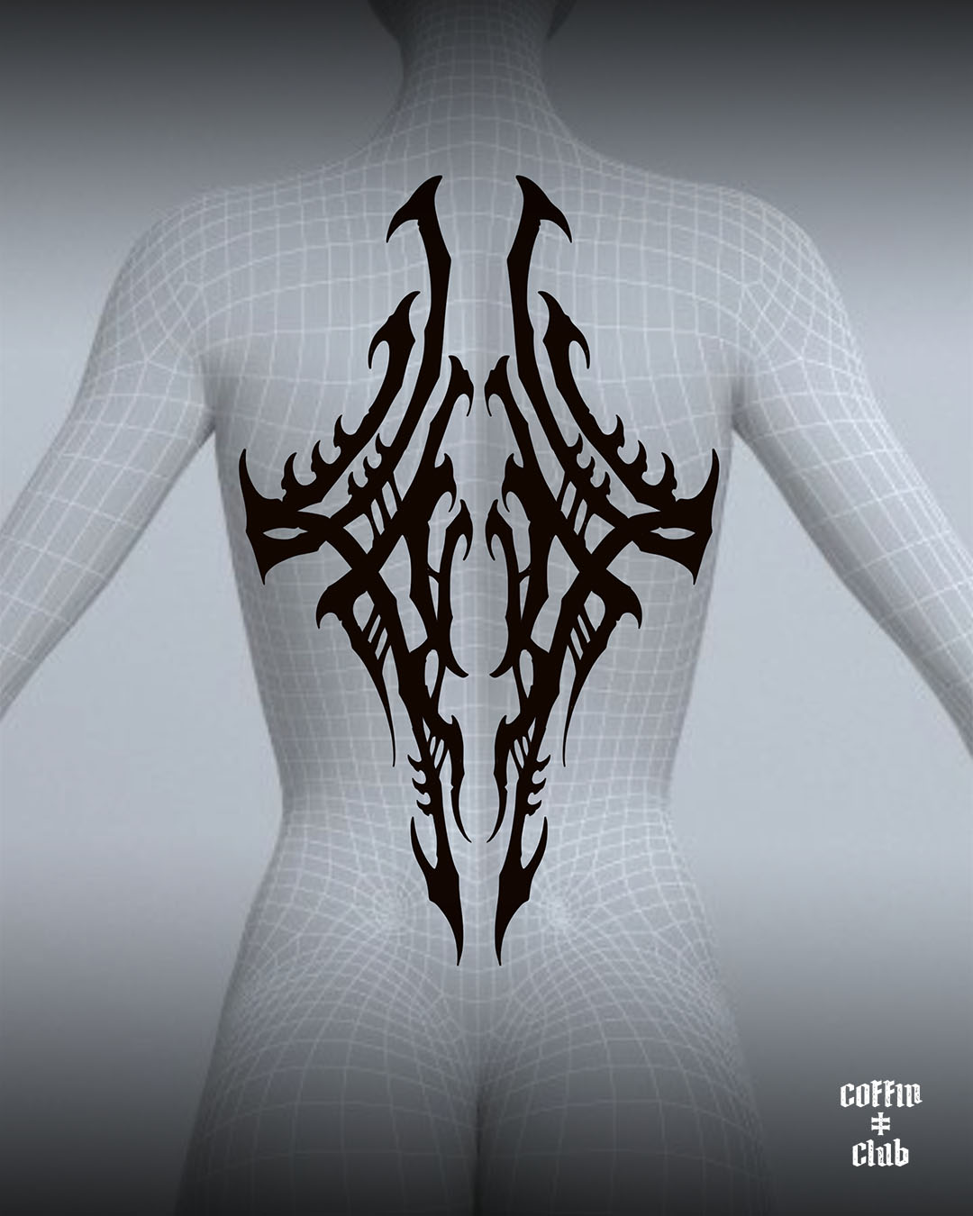 Psykart en guest au Coffin Club de Lausanne avec ses tattoos blackwork ornementaux.