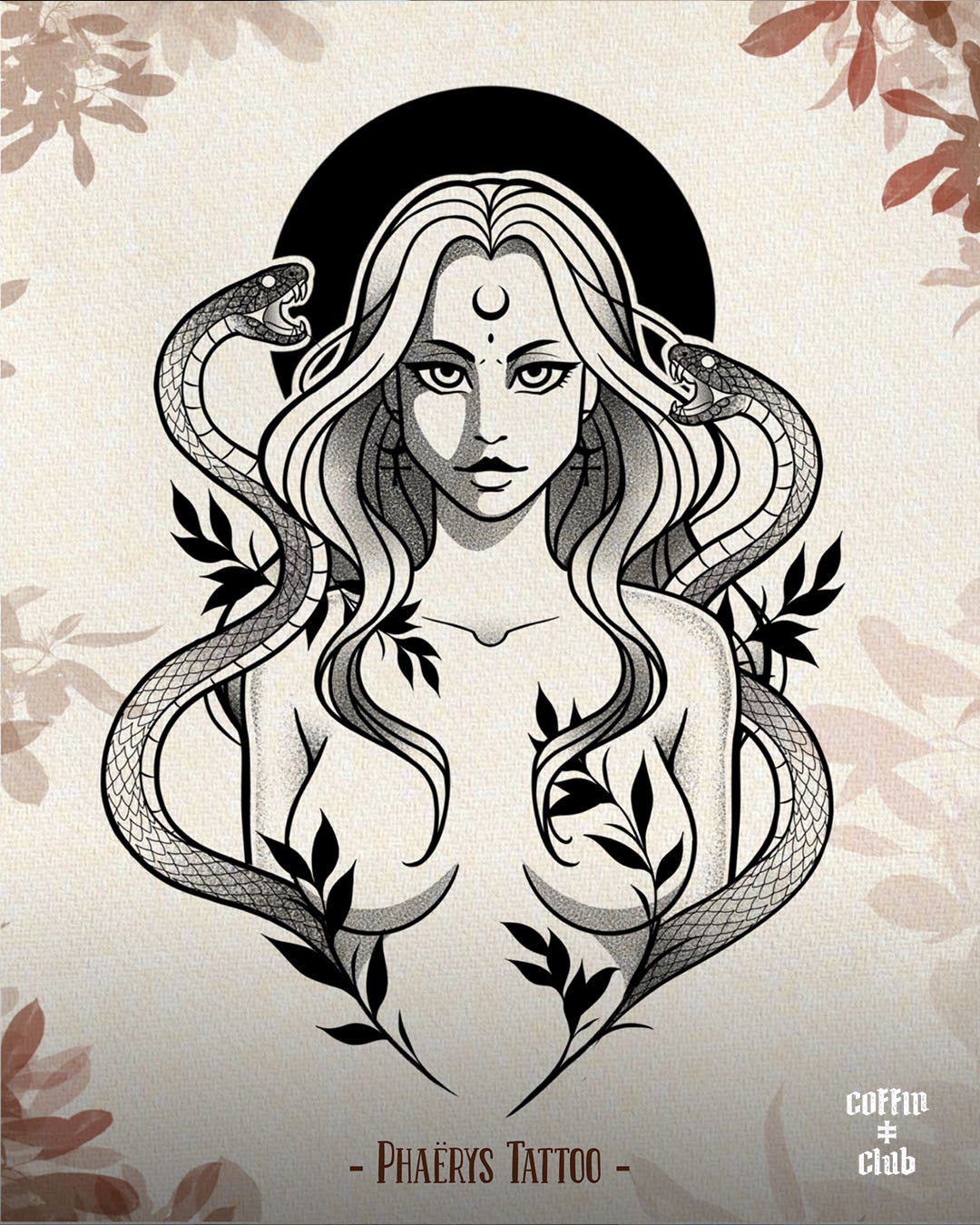 La tatoueuse spécialisée en illustration au Coffin Club de Lausanne.