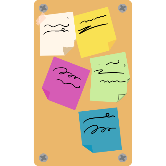 graphic of an affinity diagram (sticky notes on a bulletin board)