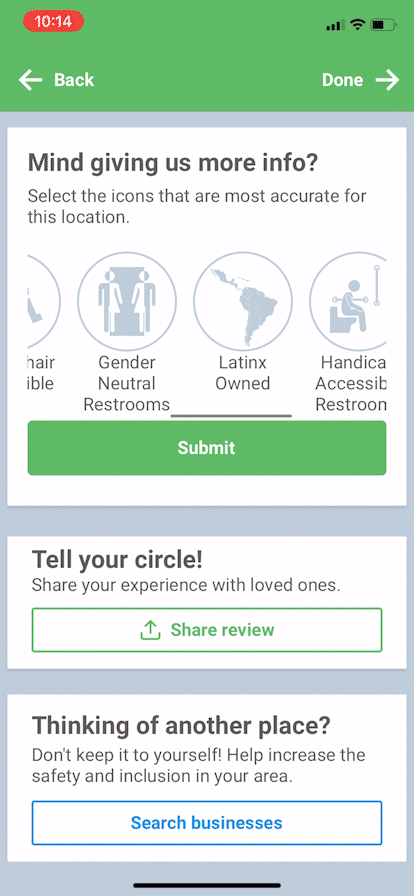 Post review screen on TGBP