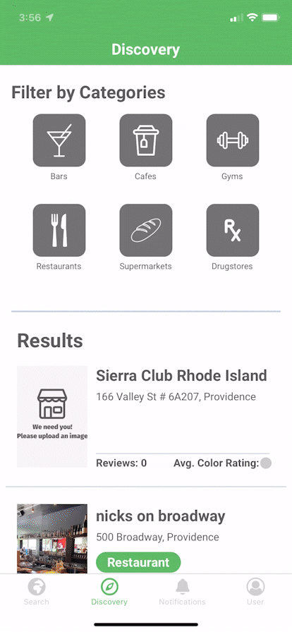 gif of Discovery feature on TGBP app