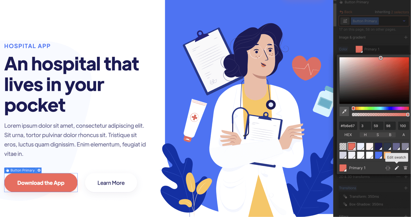 Colors- Medica App X Webflow Template