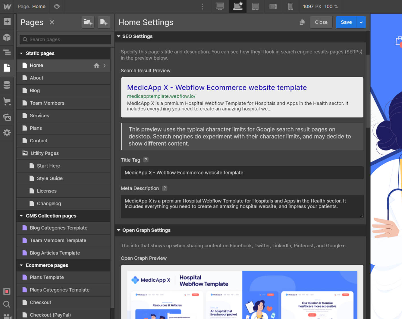 SEO - Medica App X Webflow Template 