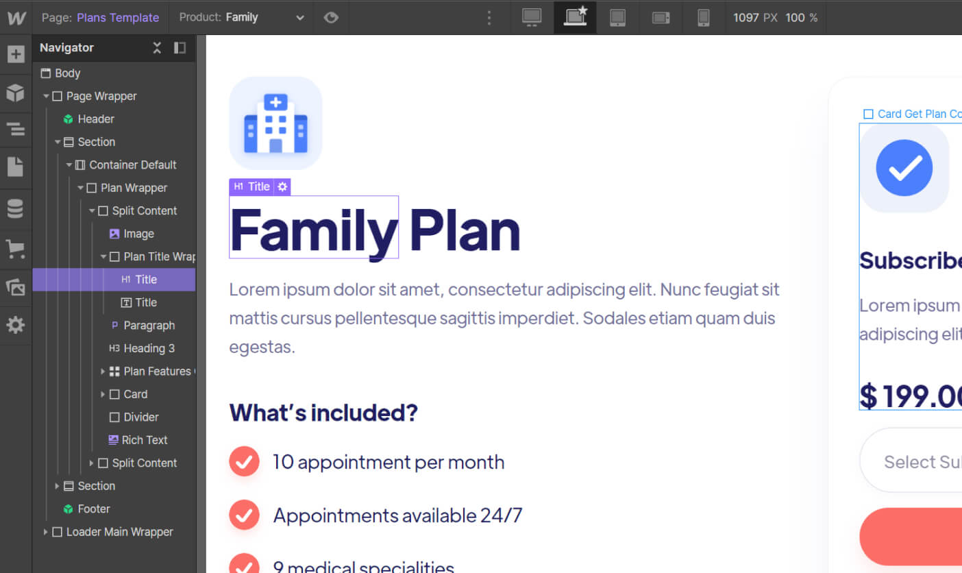eCommerce Page - Medica App X Webflow Template 