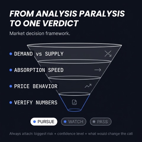 Deciding whether to pursue, watch or pass on a market