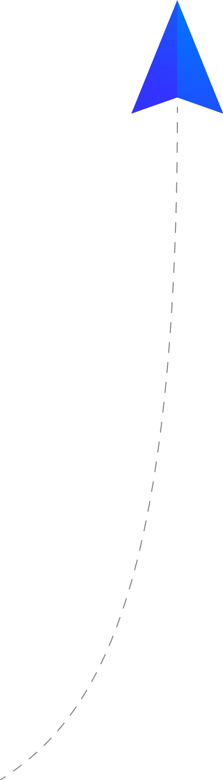 Blue paper airplane with a sharp triangular shape on a transparent background.