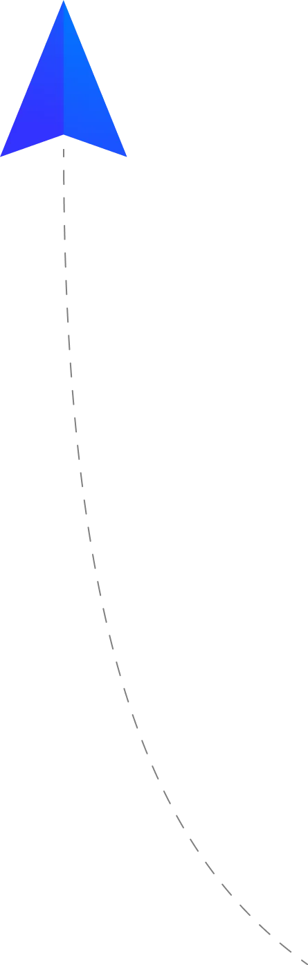 Blue gradient arrow pointing upward on transparent background.