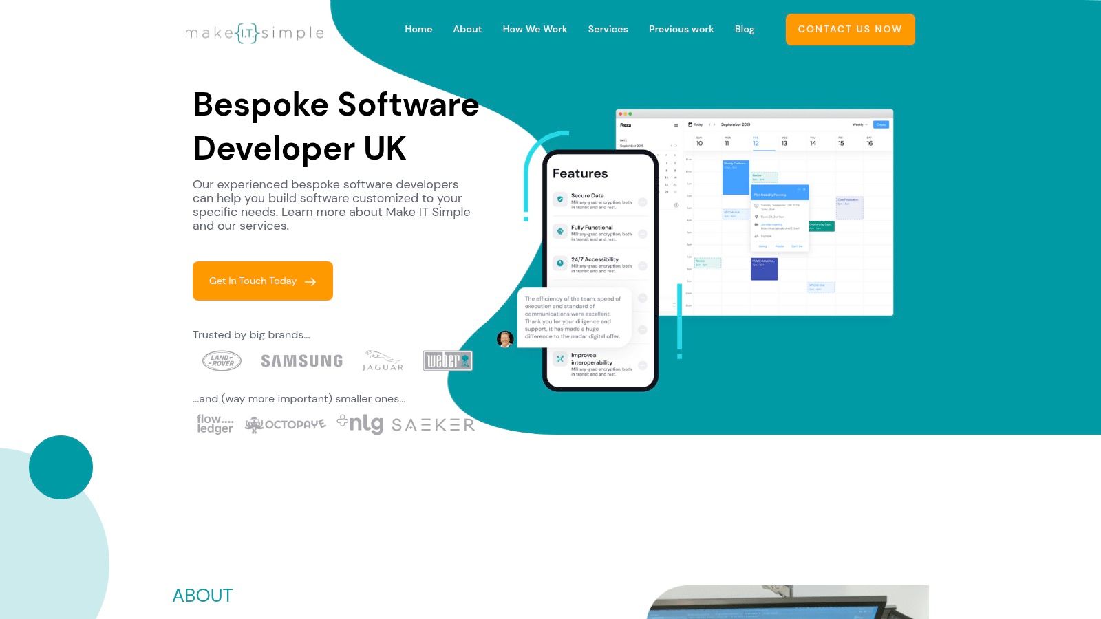Bespoke Software Developer UK service page showcasing their offerings