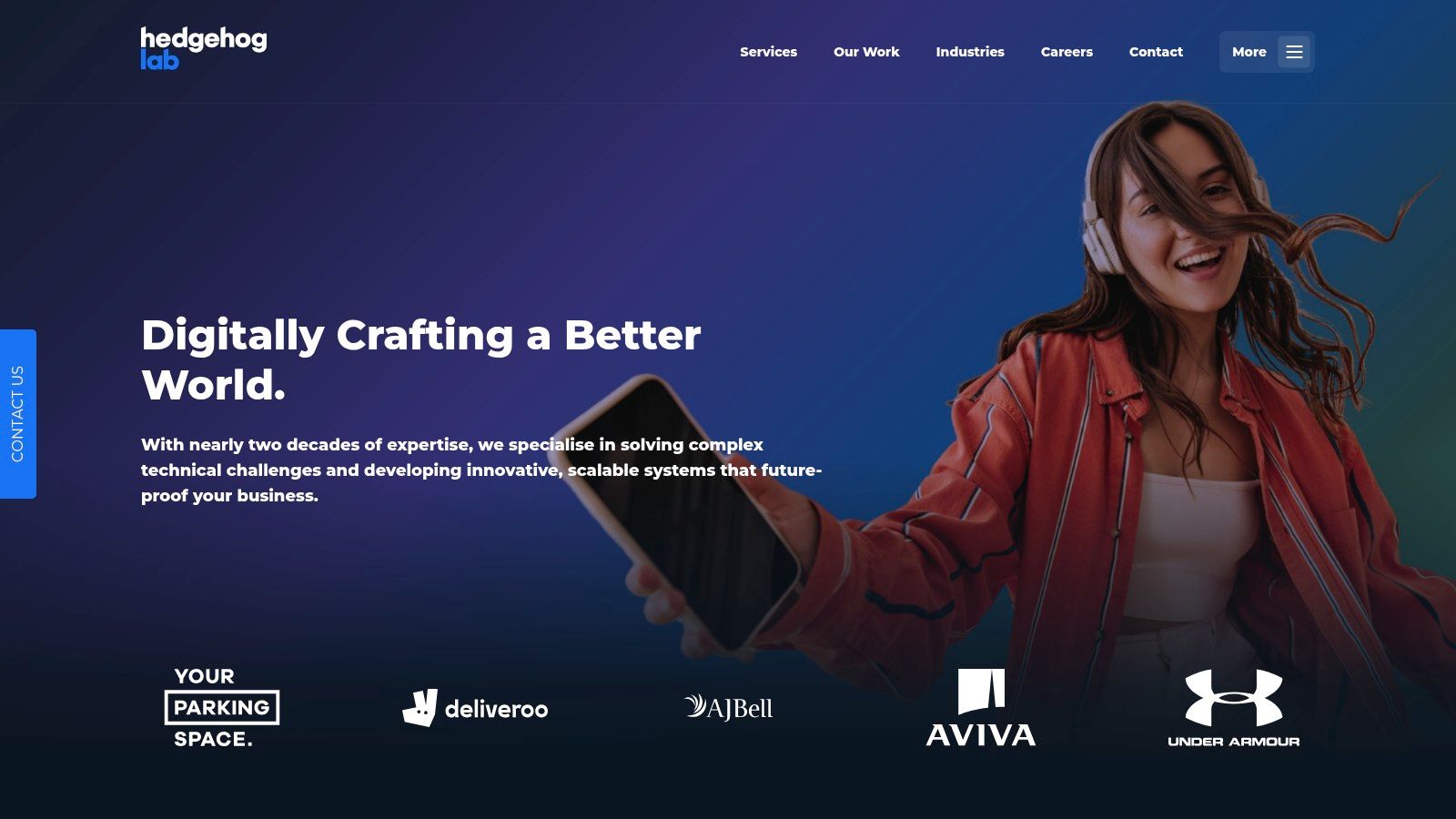 Hedgehog Lab's website showcasing their services