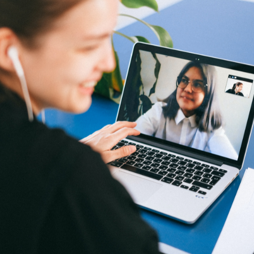 A person on zoom with her coach