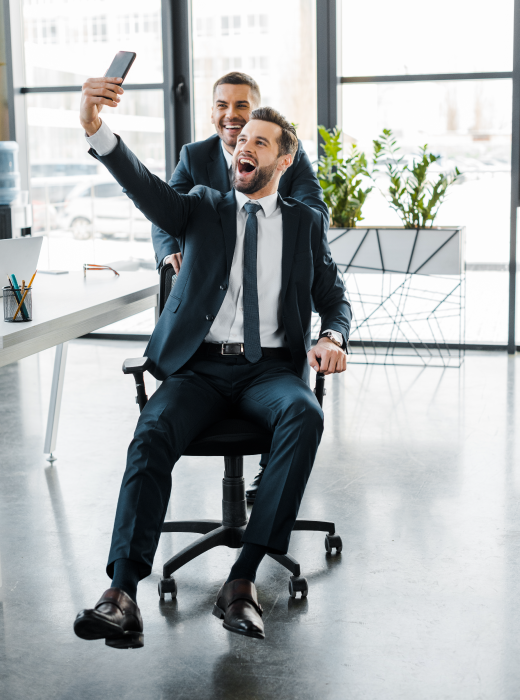 Two guys having fun at work in their session with their coach !