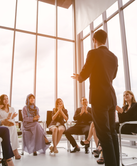 Confident speaking in English in front of a bunch of people