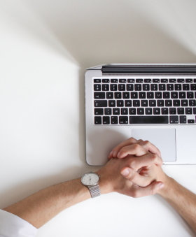 Person in a Zoom call, view from above