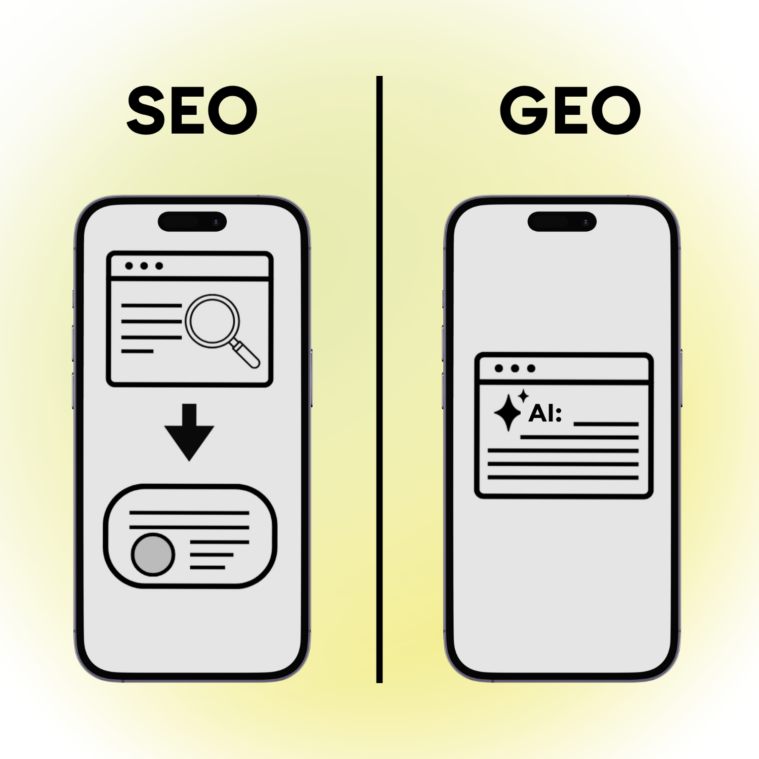 Infographic on how GEO differs from SEO