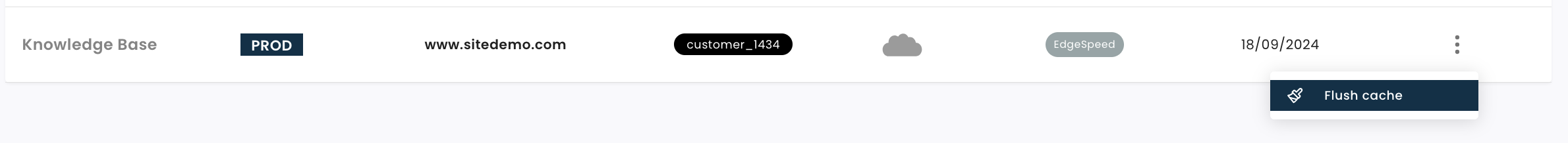 Flush cache via Actions rapides