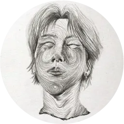 Pencil sketch of a person with closed eyes, tousled hair, and an earring, showing detailed shading on face and neck.