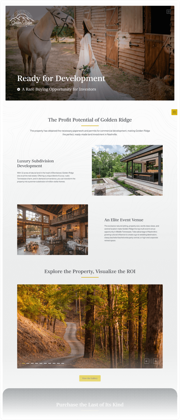 Golden Ridge development page mockup.