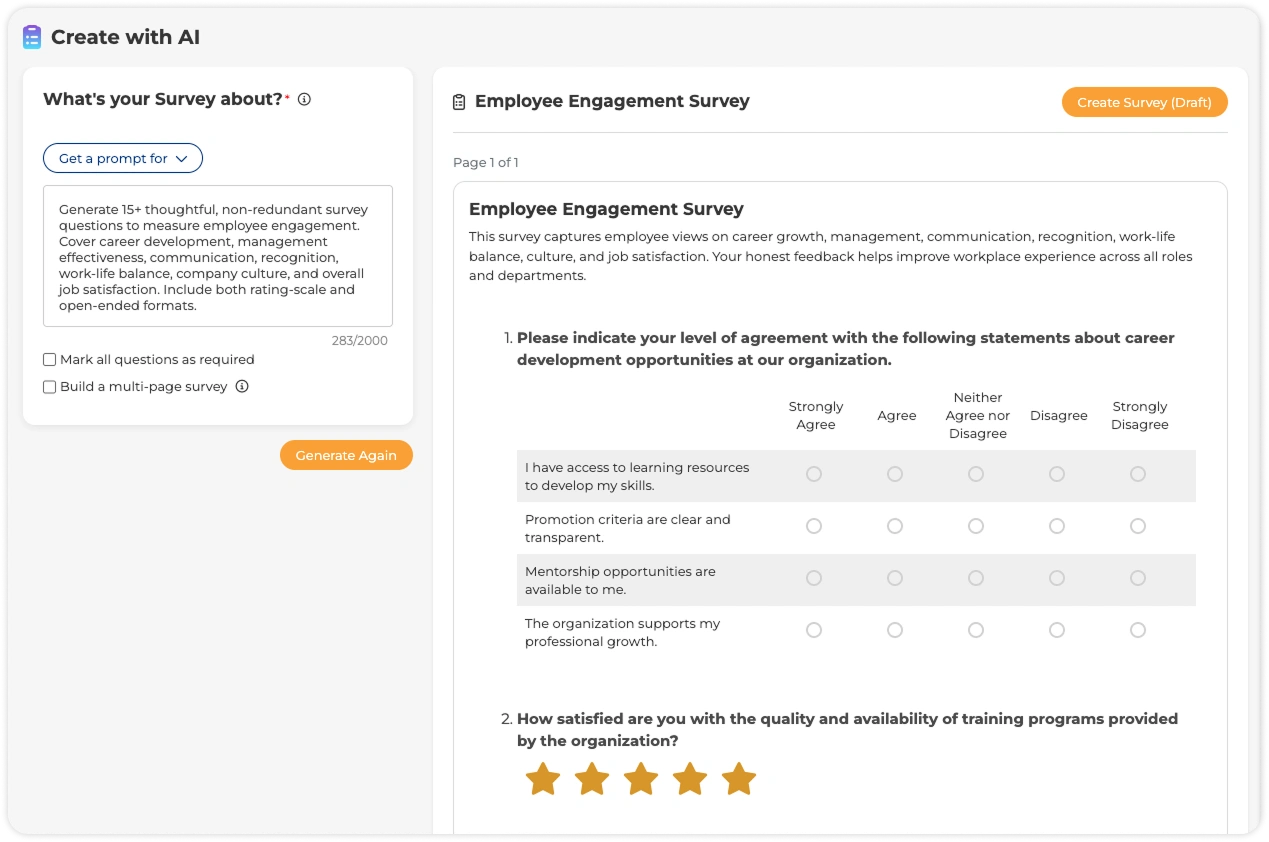 Create a survey with AI in MangoApps