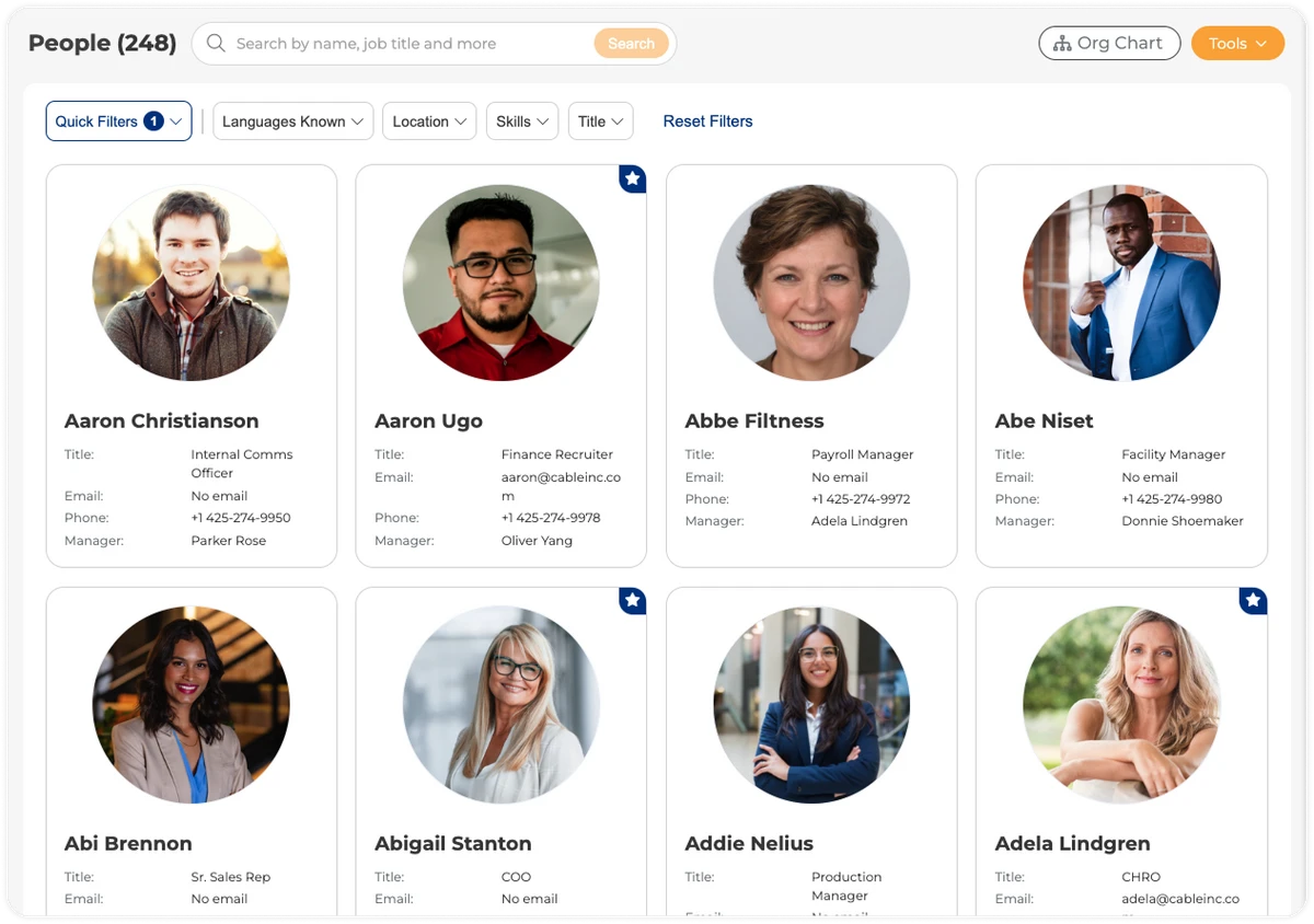 Enhanced UI for the people directory in MangoApps