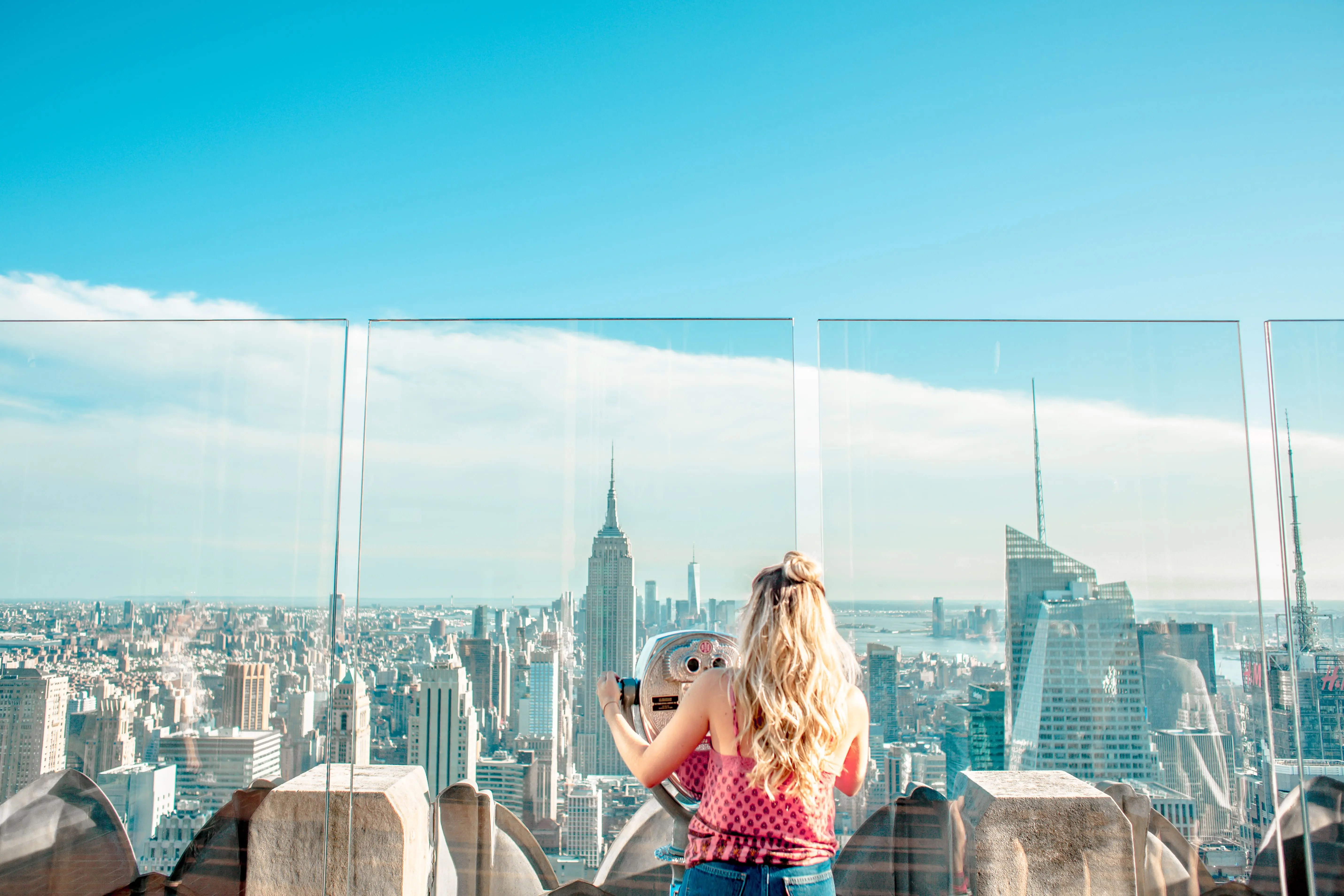 View of the New York City skyline from an observation deck