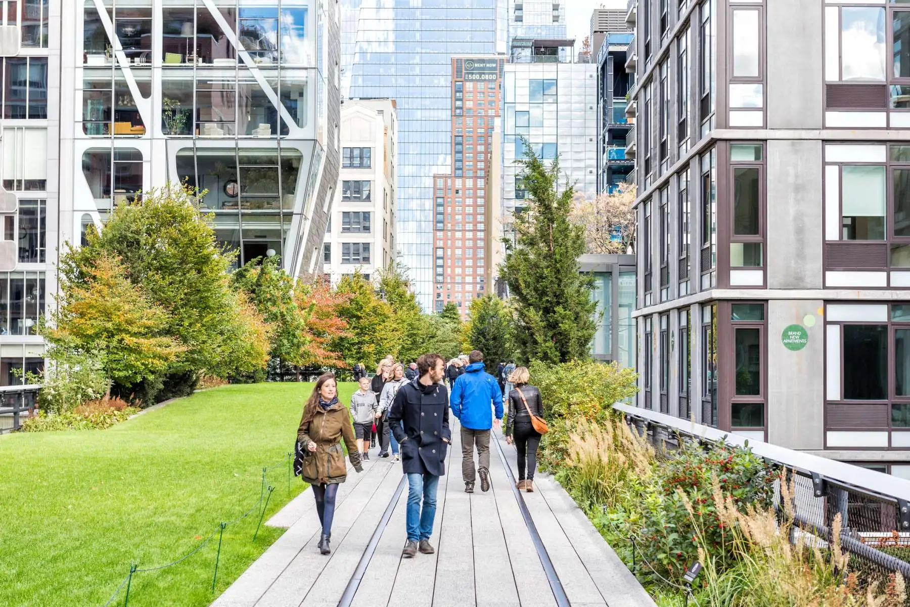People walking the High Line Park New York City