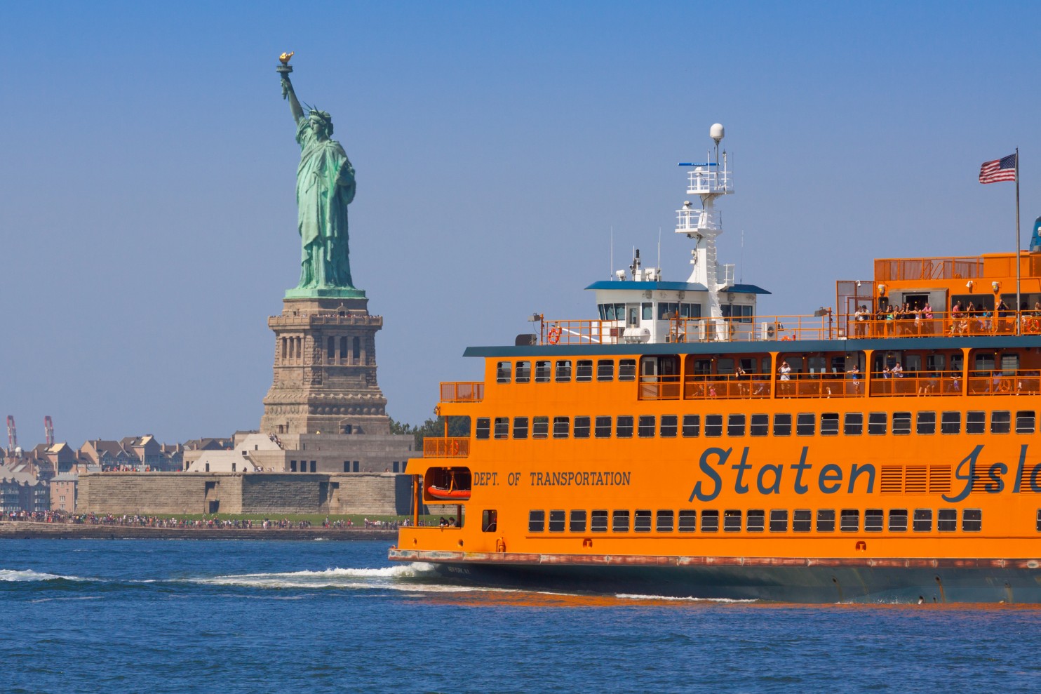Staten Island Ferry with Statue of Liberty in the background
