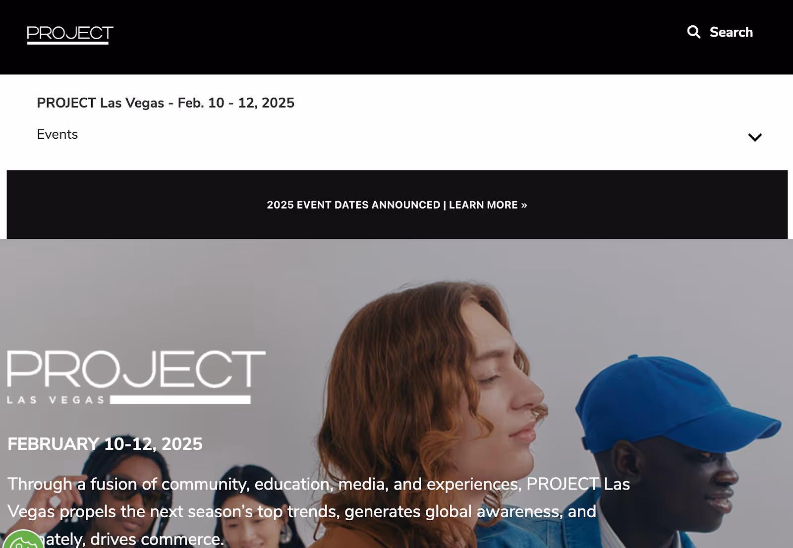 ファッション展示会:PROJECT Las Vegas Webサイトページ