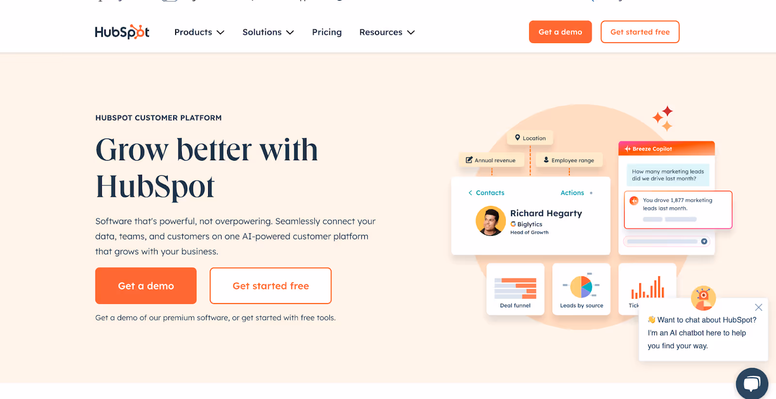 HubSpot のWebサイト