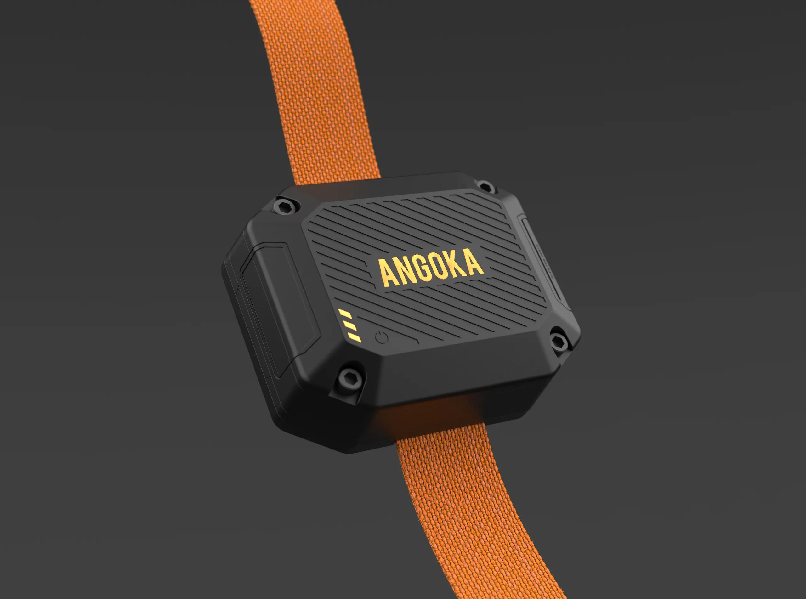 A render of Angoka's Ranger product, set on a dark grey studio background.