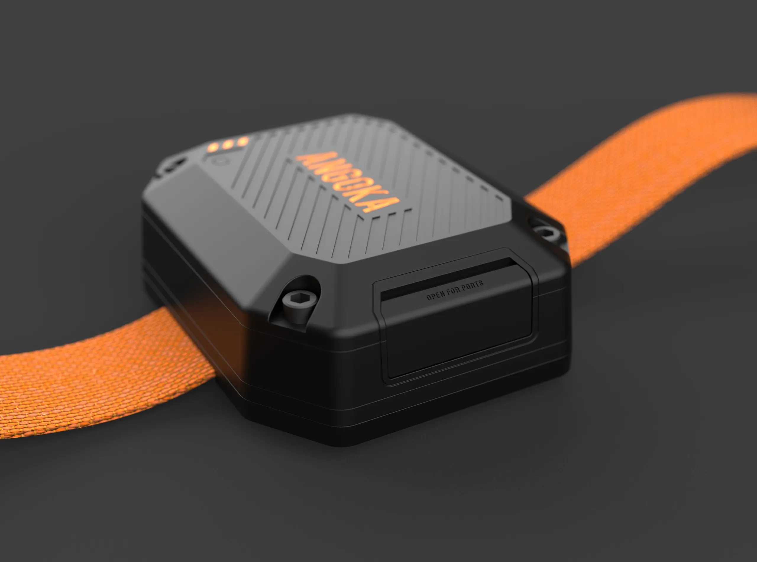 A render of Angoka's Ranger product, set on a dark grey studio background.